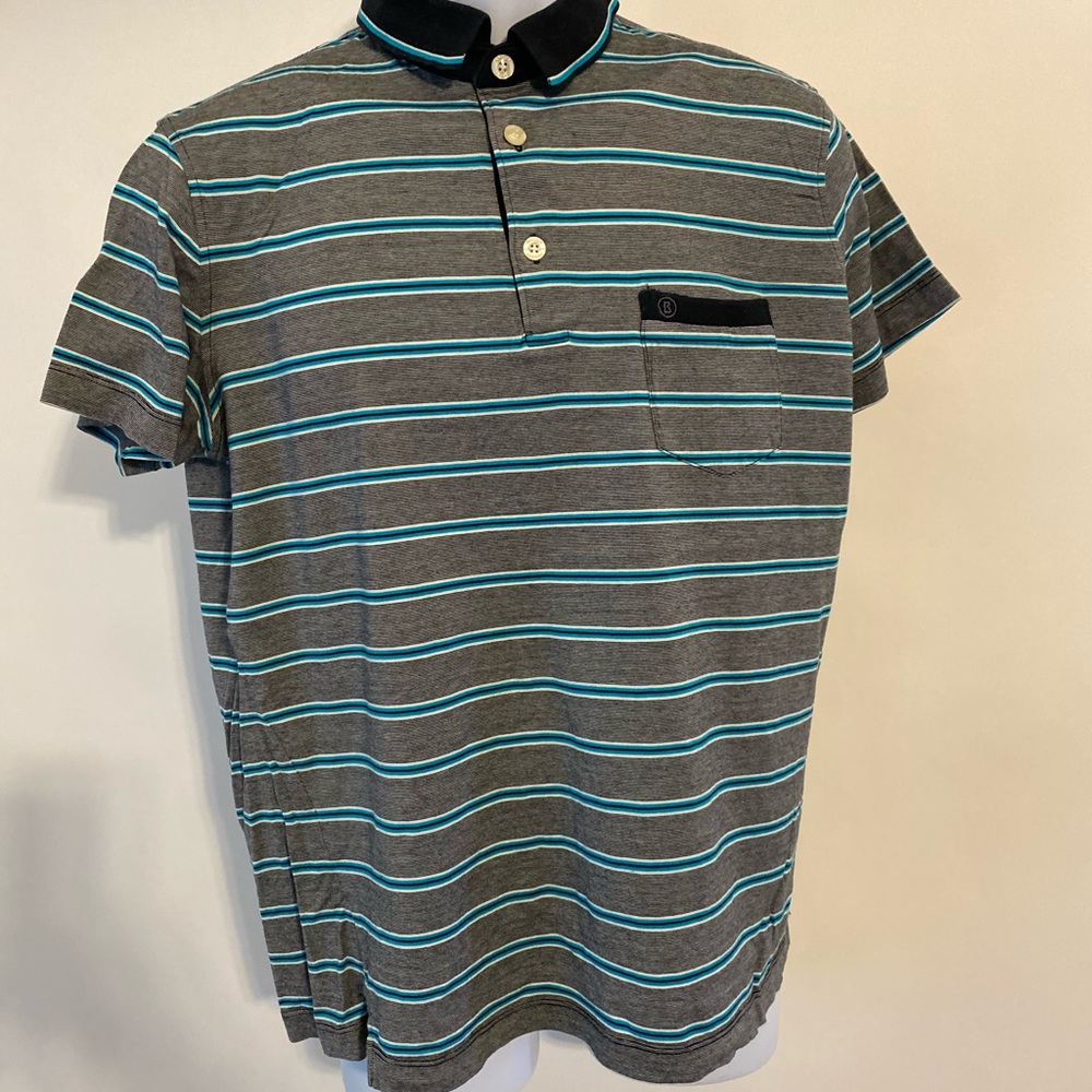 Boys Bogner Green Stripe Polo Shirt L